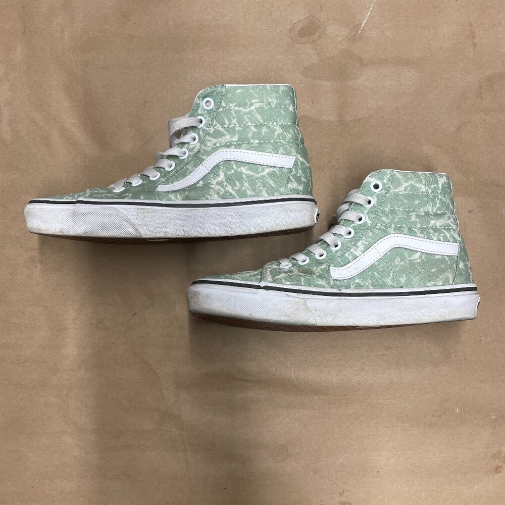 Womens 7 Pre Owned Vans Sk8-Hi Washes Celadon Green True White